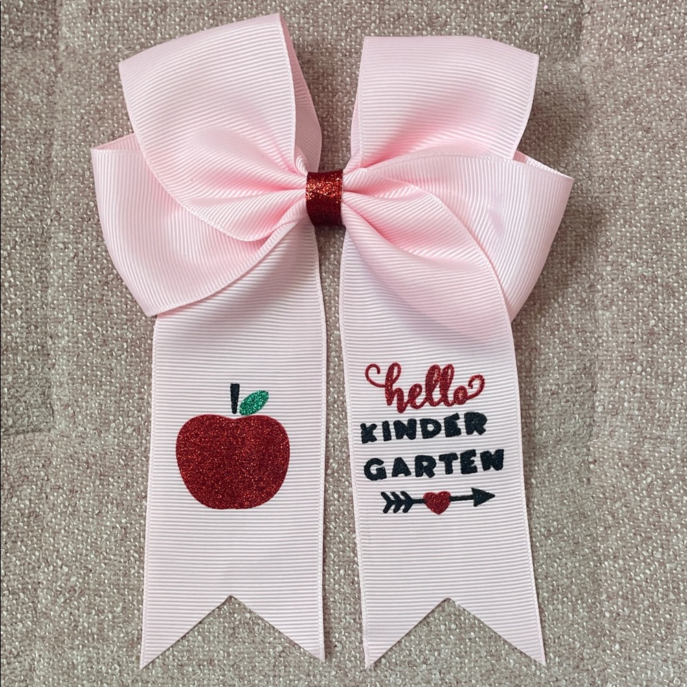 Pink Kindergarten Hair Bow 🍎
